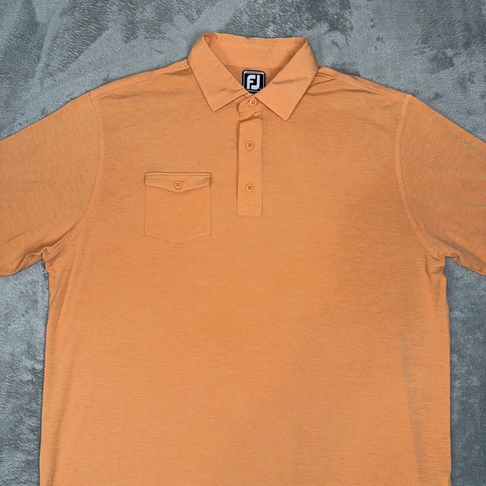 Footjoy Men's Athletic Fit Solid Pocket Golf Polo Shirt Size XL‎ Peach EUC - Picture 2 of 11